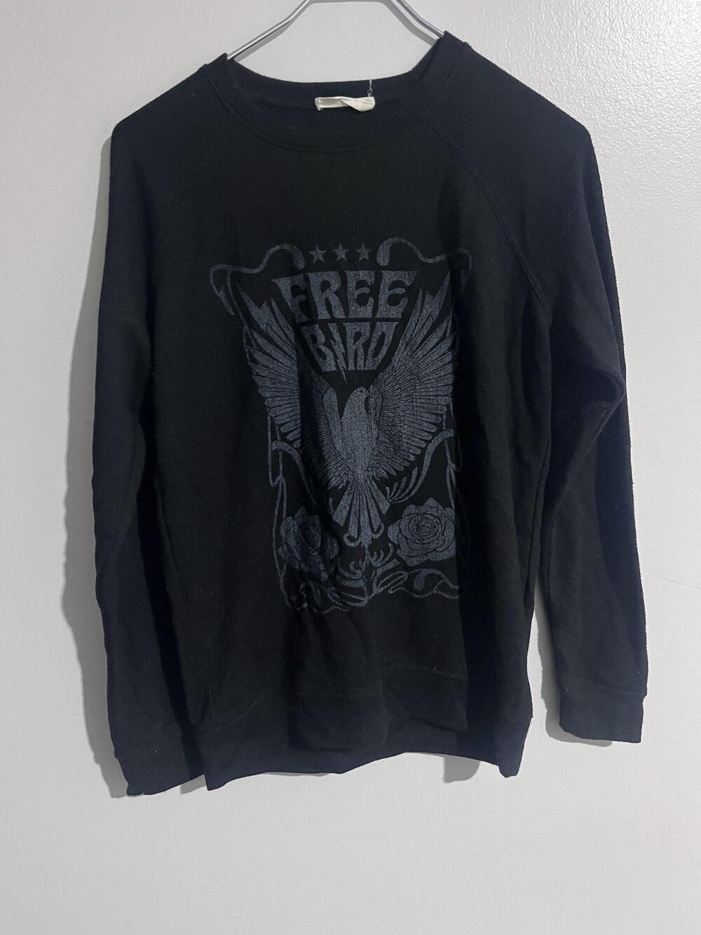 Altar'd State Pullover Womens S Black Sweatshirt Free Bird Graphic Terry Music